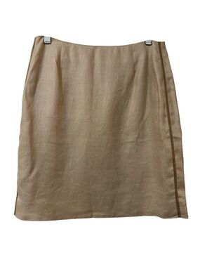 J. Crew collection linen pencil skirt tan beige size 6 quiet luxury office